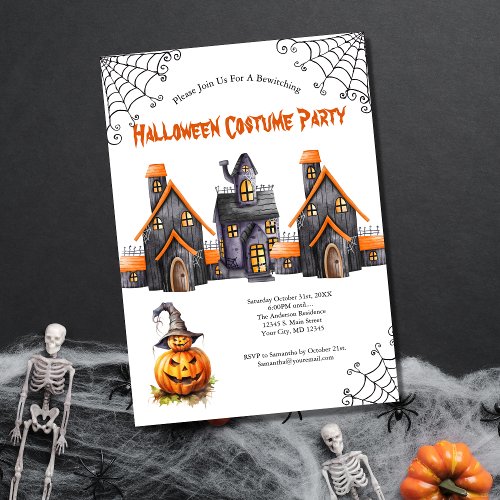 Halloween Party Haunted House Pumpkins Invitation