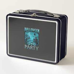 Halloween Party Haunted House Pumpkins Skull Witch Metal Lunch Box