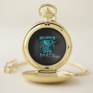 Halloween Party Haunted House Pumpkins Skull Witch Pocket Watch