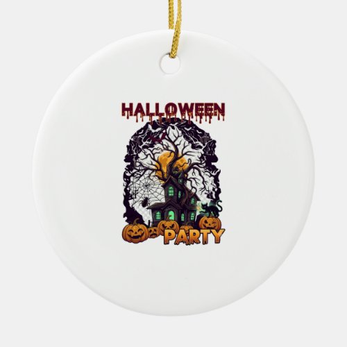 Halloween Party Haunted House Tree Pumpkins Black  Ceramic Ornament