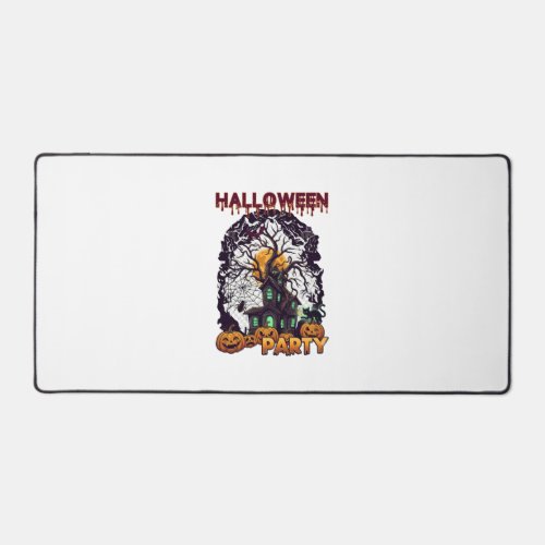 Halloween Party Haunted House Tree Pumpkins Black  Desk Mat