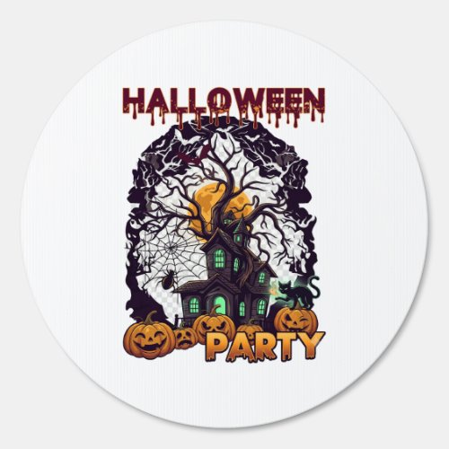 Halloween Party Haunted House Tree Pumpkins Black  Sign