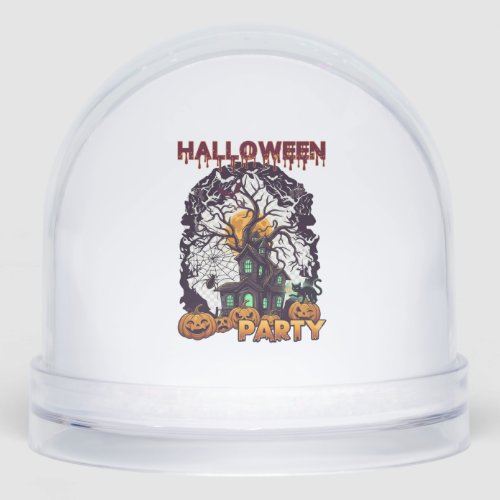 Halloween Party Haunted House Tree Pumpkins Black  Snow Globe
