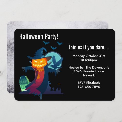 Halloween Party Haunted Scarecrow Invitation