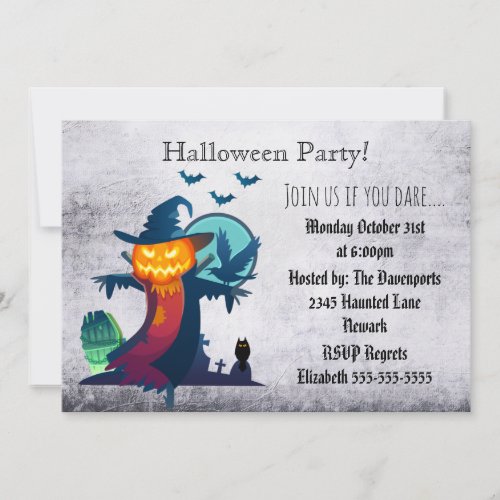 Halloween Party Haunted Scarecrow Invitation