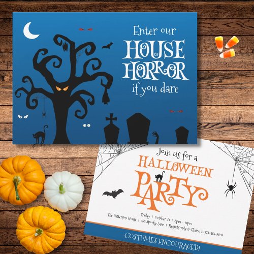 Halloween Party Horror House Minimal Typography Invitation