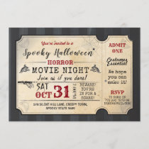 Halloween Party Horror Movie Night Film Ticket Invitation
