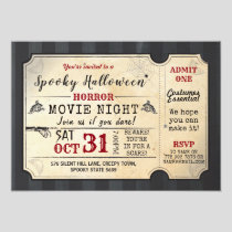 Halloween Party Horror Movie Night Film Ticket Invitation