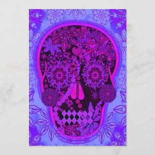 Halloween Party   Hot Pink and Blue Glow Invitation