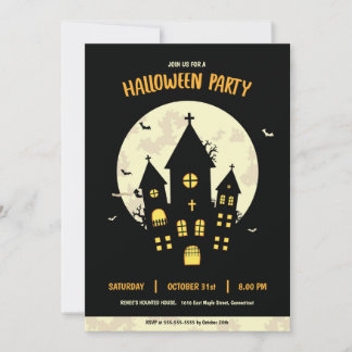 Halloween Party House Black Invitation