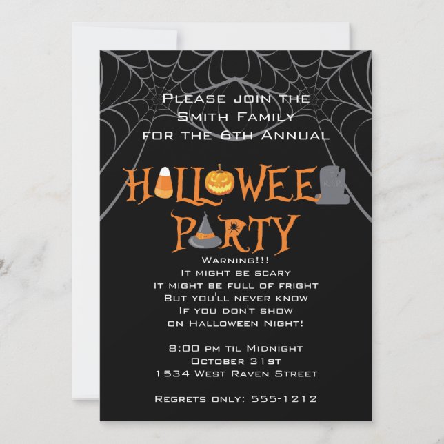 Halloween Party Iconic Letters Invitation (Front)