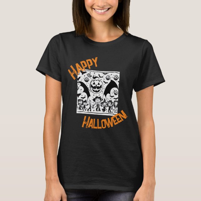 Halloween party in black and white T-Shirt (Front)