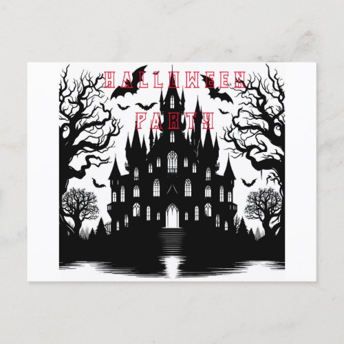 HALLOWEEN PARTY IN THE DARK CASTLE HOLIDAY POSTCARD