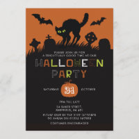 Halloween party invitation - Black Cat