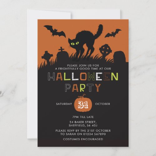 Halloween party invitation _ Black Cat