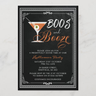 Halloween party invitation - boos and booze