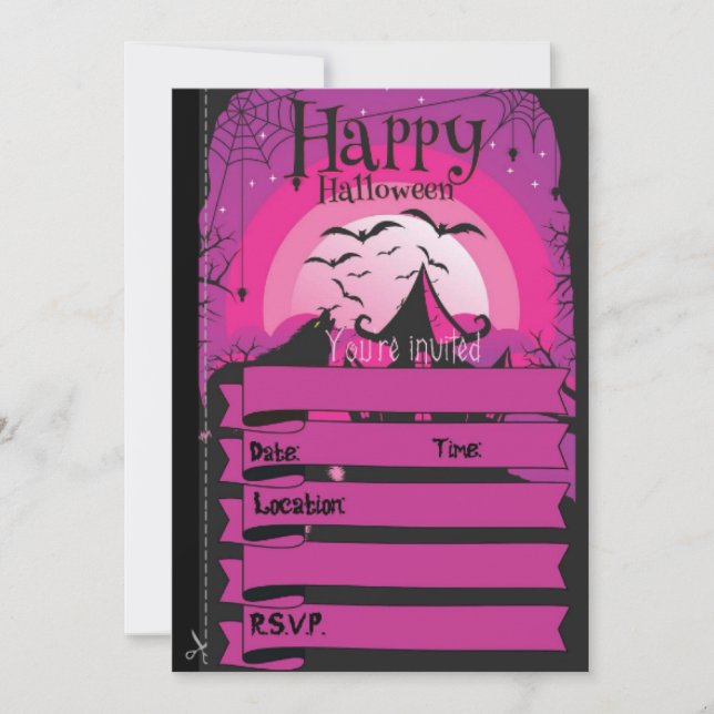 Halloween party invitation - boos and booze (Front)
