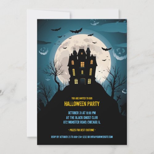 Halloween Party Flat Invitation Card
