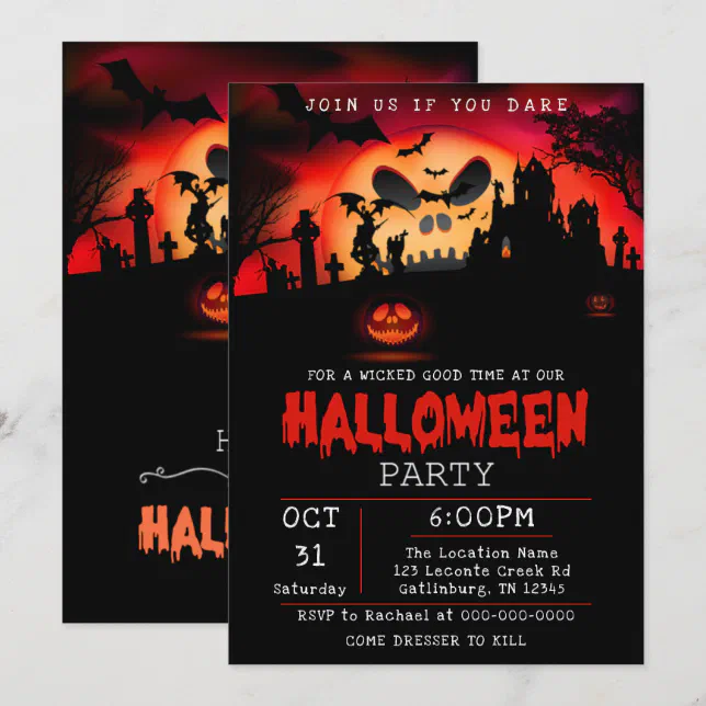 Halloween Party Invitation Creepy | Zazzle