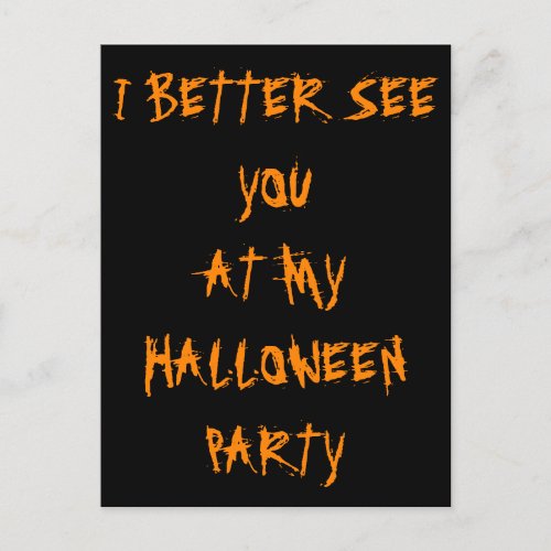 Halloween Party Invitation Cryptic Black Orange