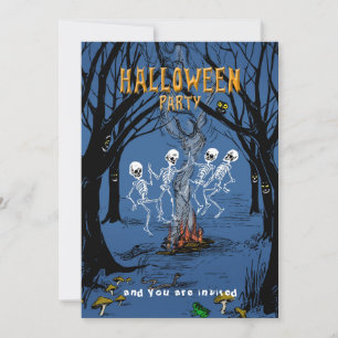 Halloween Party invitation Dancing Skeletons