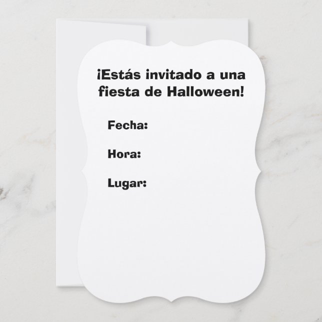 Halloween Party Invitation Dinosaur Theme Spanish (Back)