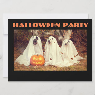 HALLOWEEN PARTY INVITATION,  DOGS AS GHOSTS INVITATION