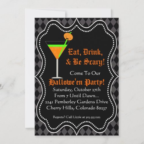 Halloween Party Invitation _ Eat Drink  Be Scary