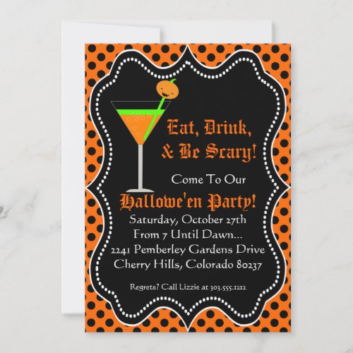 Halloween Party Invitation _ Eat Drink  Be Scary