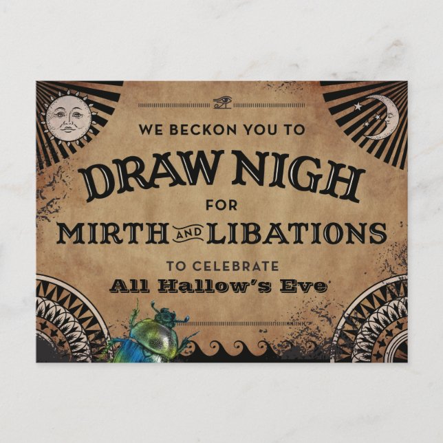 Halloween Party Invitation | Egyptian Aesthetic Postcard (Front)