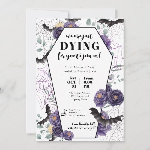 Halloween Party Invitation Floral Grave