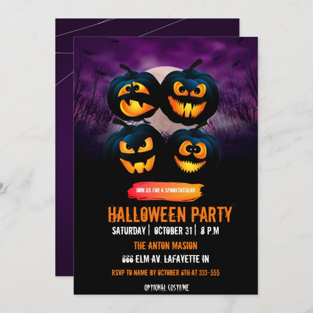 Halloween party invitation fully customizable (Front/Back)