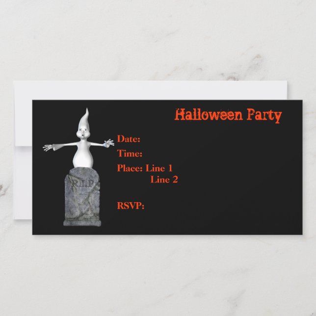 Halloween Party Invitation Ghost Tombstone Card (Front)