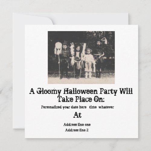 Halloween Party Invitation Gloomy Scary Kids