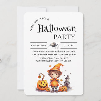 Halloween Party Invitation - Happy Pumpkins