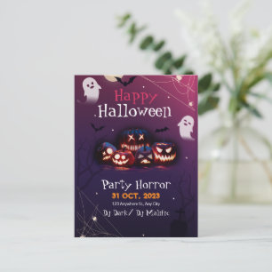 Halloween Party Invitation, Horror Party Halloween Postcard