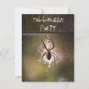 Halloween Party Invitation huge writing spider web