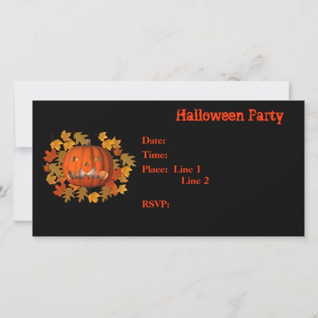 Halloween Party Invitation Jack O Lantern Card (Front)