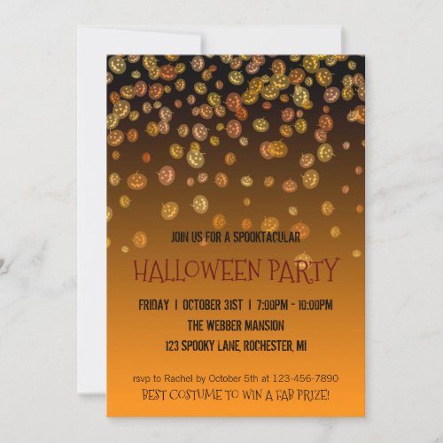 Halloween party invitation jack o lantern rain