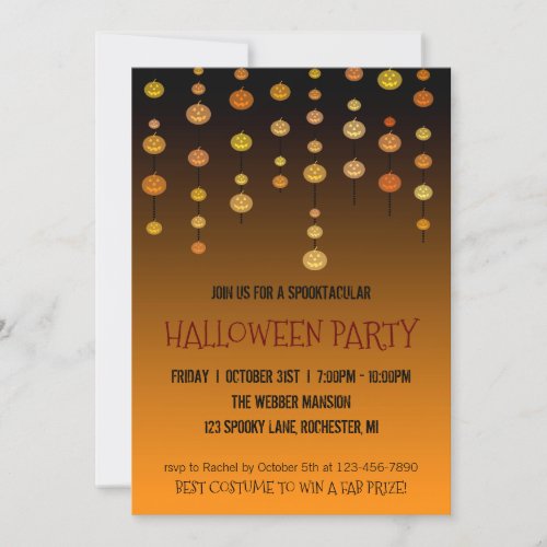 Halloween party invitation jack o lantern strings