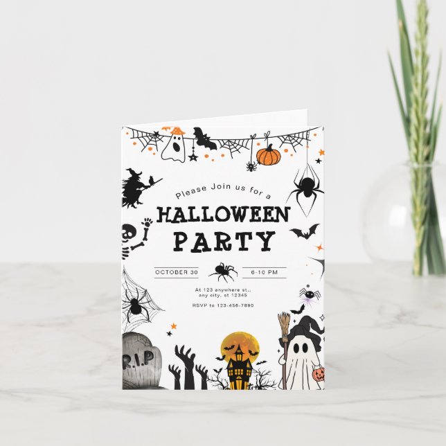Halloween Party Invitation,Kids Spooky Night Party Invitation (Front)