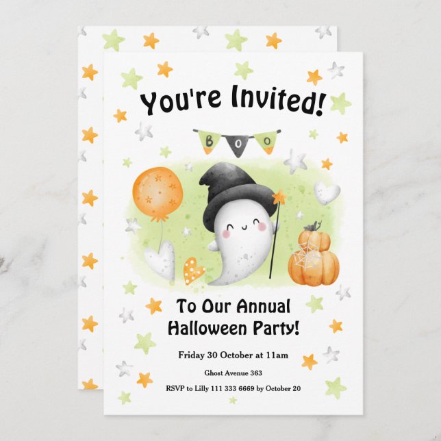 Halloween Party Invitation Little Boo (Front/Back)