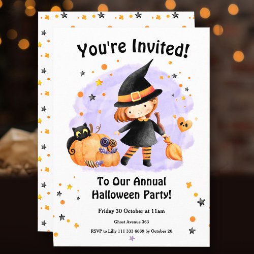 Halloween Party Invitation Little Witch