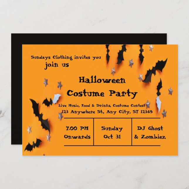  Halloween Party Invitation modern cute design (Front/Back)