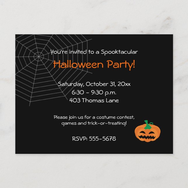 Halloween Party Invitation Postcard (Front)