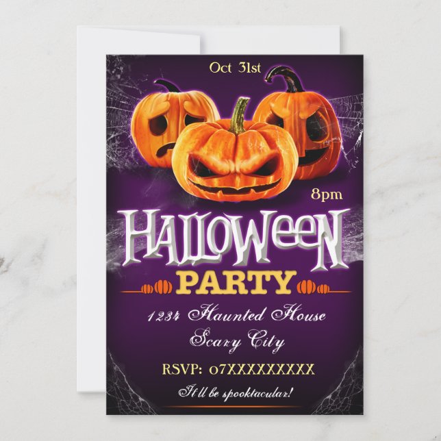 Halloween Party Invitation Pumpkins Customizable (Front)