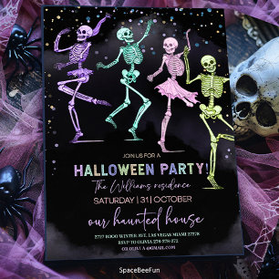 Halloween Party Invitation Skeletons Invite