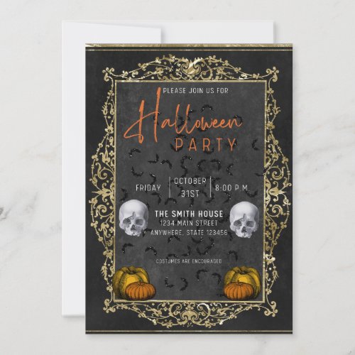 Halloween Party Invitation Skull Theme  Invitation