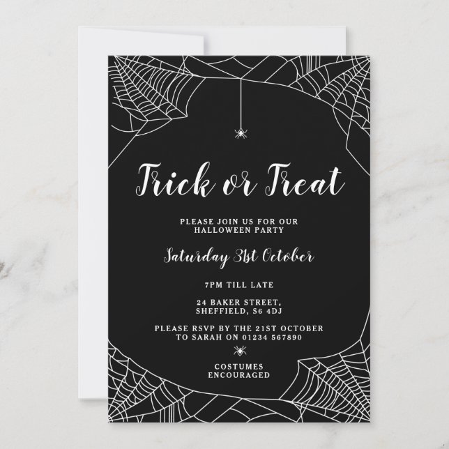 Halloween party invitation - Spider Theme (Front)