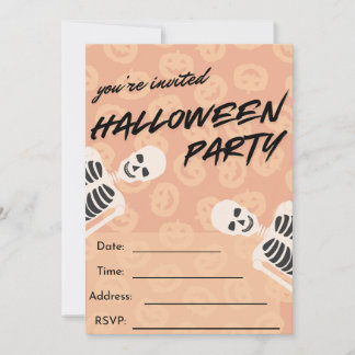 Halloween Party Invitation - Spooky Skeletons